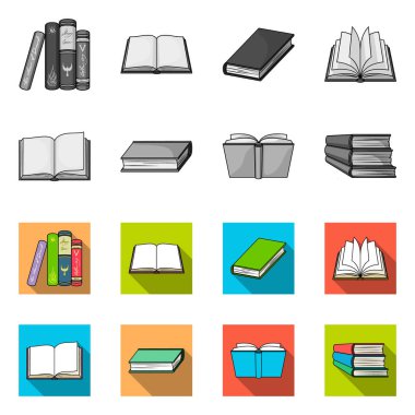 Yalıtılmış nesne kitaplığı ve ders kitabı kutsal kişilerin resmi. Kütüphane ve okul hisse senedi vektör çizim seti.