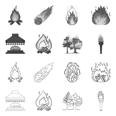 Vektör tasarım ateş ve alev işareti. Ateş ve alev topu hisse senedi vektör çizim topluluğu.