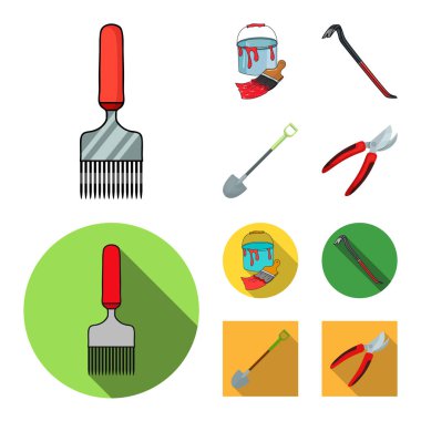 Aracı ve inşaat logo vektör tasarımı. Web aracı ve marangozluk hisse senedi simgesi kümesi.