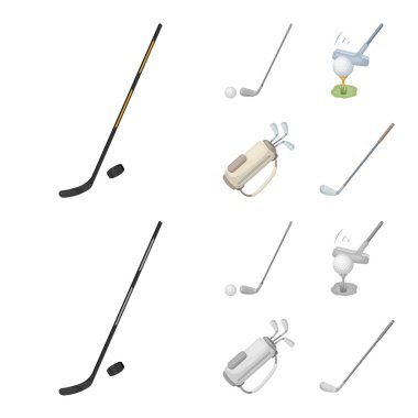 Vektör illüstrasyon ve sopa sembolü. Stok için set ve golf vektör simgesi.