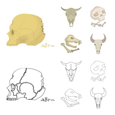 İskelet ve karakter işareti vektör Illustration. İskelet ve Cadılar Bayramı vektör simgesini hissenin topluluğu.