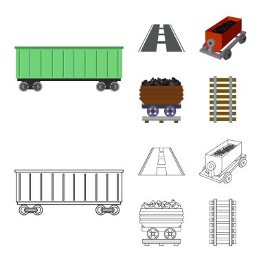 Demiryolu illüstrasyon vektör ve işareti tren. Web için demiryolu ve bir şekilde hisse senedi simgesi kümesi.
