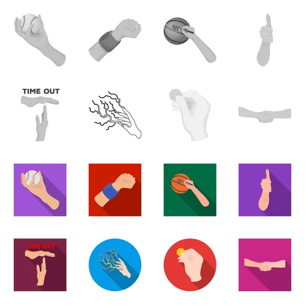 Ilustración vectorial del icono animado y pulgar. Conjunto de ilustración de vector de stock de animación y gesto . — Vector de stock