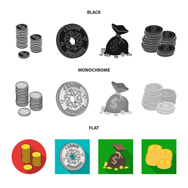 Векторный дизайн монеты и логотипа сокровищ. Набор векторных иллюстраций монет и денег . — стоковый вектор
