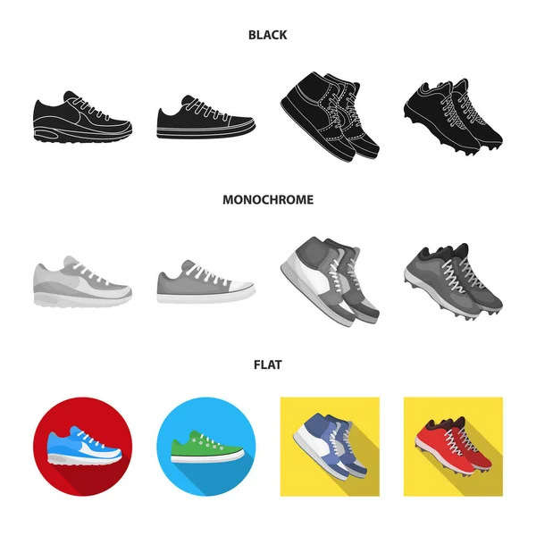 Illustration vectorielle de la chaussure et icône du sport. Ensemble de chaussure et symbole de stock de fitness pour le web . — Image vectorielle