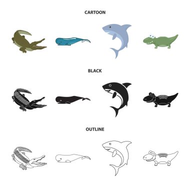 Deniz ve okyanus simgesivektör illüstrasyon. Web için deniz ve sürüngenler stok sembolü koleksiyonu.