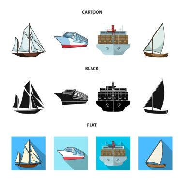 Yat ve gemi simge vektör Illustration. Yat ve cruise hisse senedi vektör çizim topluluğu.
