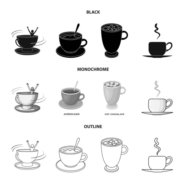 Vektoros illusztráció kupa és kávé szimbólum. Gyűjteménye csésze és felső tőzsdei szimbólum a web. — Stock Vector