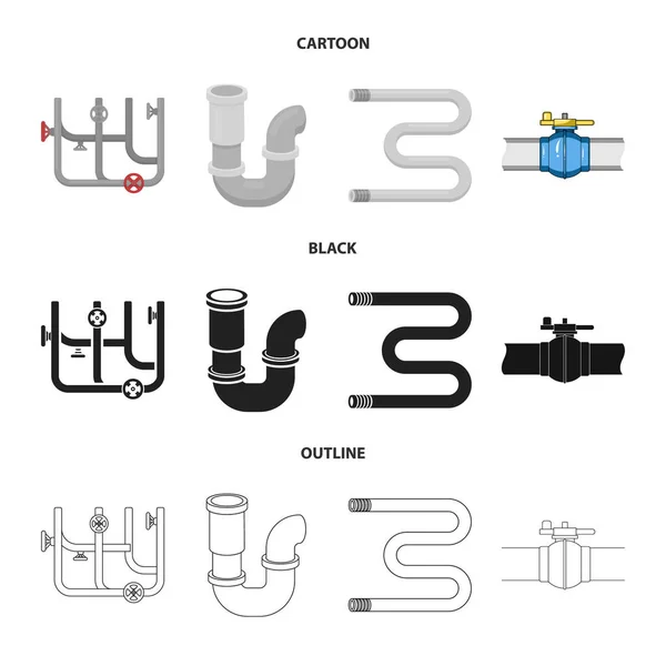 Isolated object of pipe and plumbing icon. Set of pipe and metal stock vector illustration. — Stock Vector