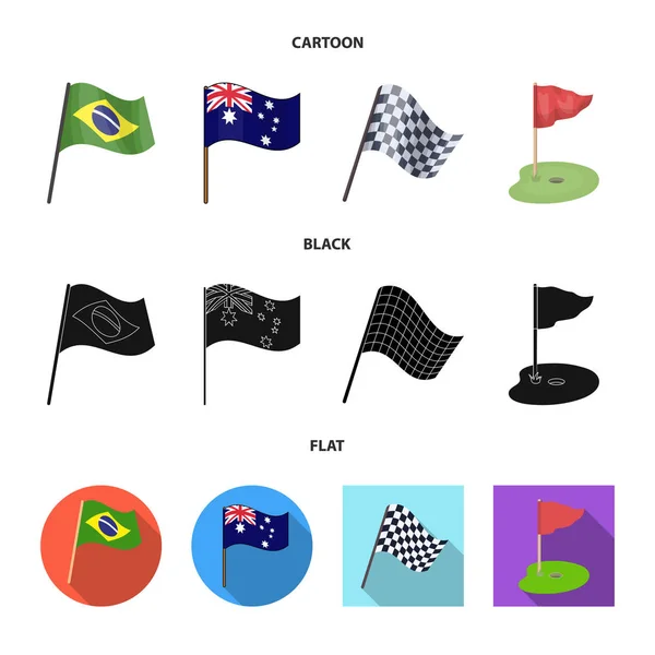 Geïsoleerde object van wereld en vlag logo. Set van wereld en lint voorraad vectorillustratie. — Stockvector