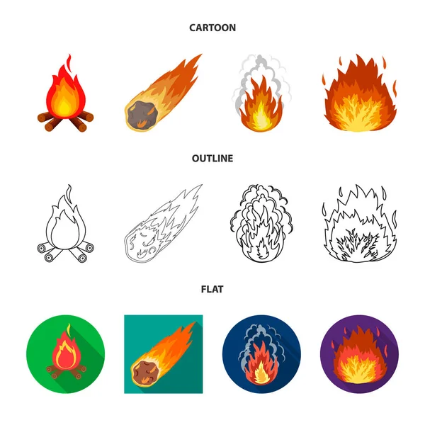 Vektor-Design von Feuer und Flammenlogo. Set von Feuer und Feuerball-Vektor-Symbol für Aktien. — Stockvektor