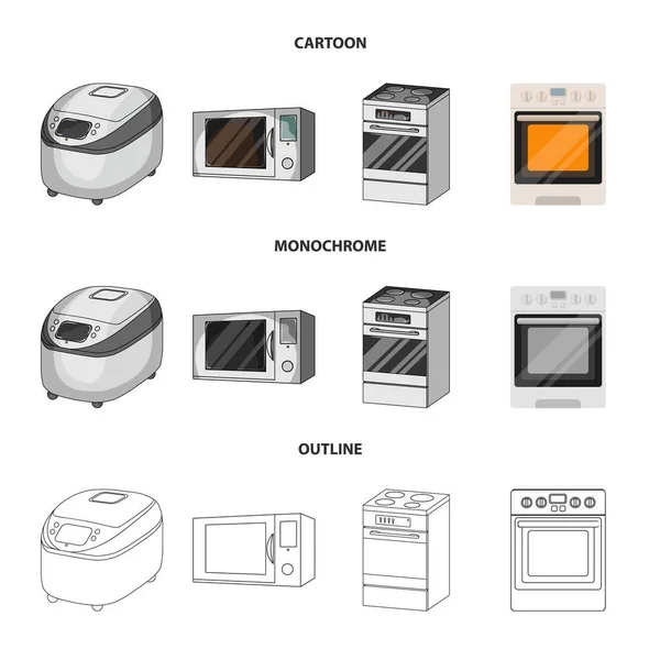 Illustration vectorielle de la nourriture et icône intérieure. Jeu de symbole de stock de nourriture et cuisinière pour toile . — Image vectorielle