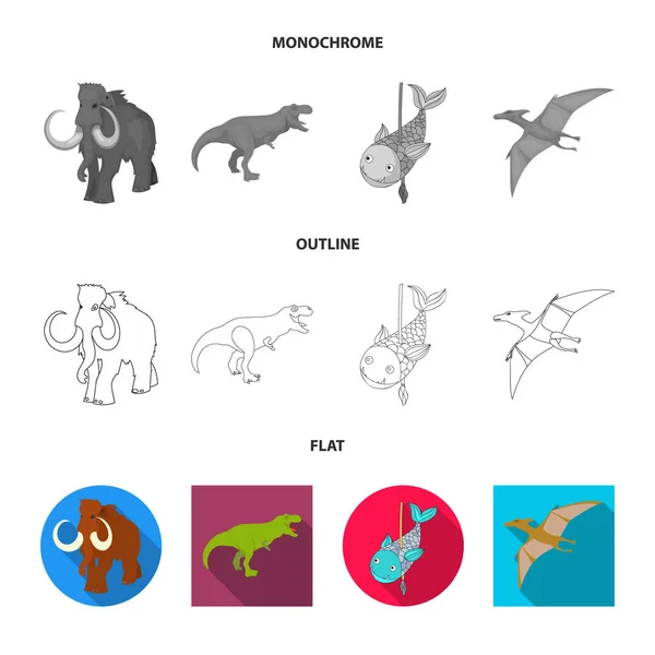 Illustration vectorielle de l'animal et icône de caractère. Ensemble de symbole animal et ancien stock pour toile . — Image vectorielle