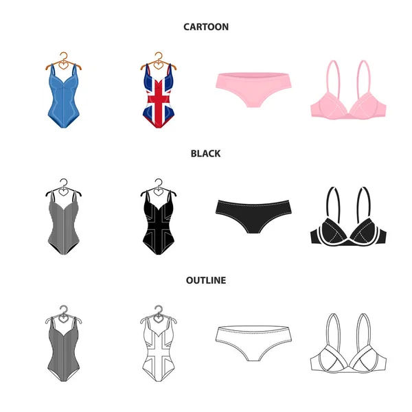 Objeto aislado de bikini y muestra de moda. Conjunto de bikini y traje de baño stock vector ilustración . — Vector de stock