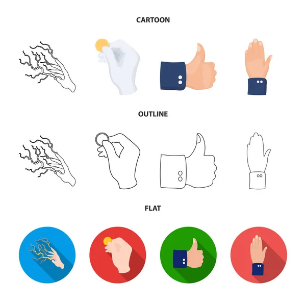 벡터의 애니메이션 디자인과 손가락 기호. 애니메이션 및 재고에 대 한 벡터 아이콘 제스처 컬렉션. — 스톡 벡터