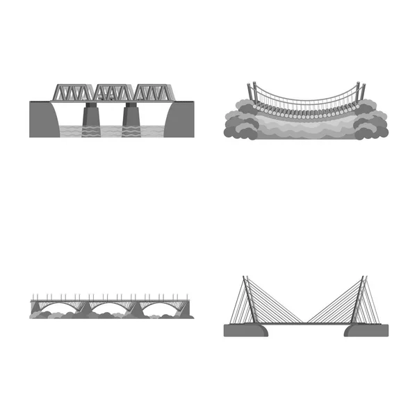 Ilustración vectorial del diseño y construcción del logotipo. Colección de diseño y puente icono vectorial para stock . — Vector de stock