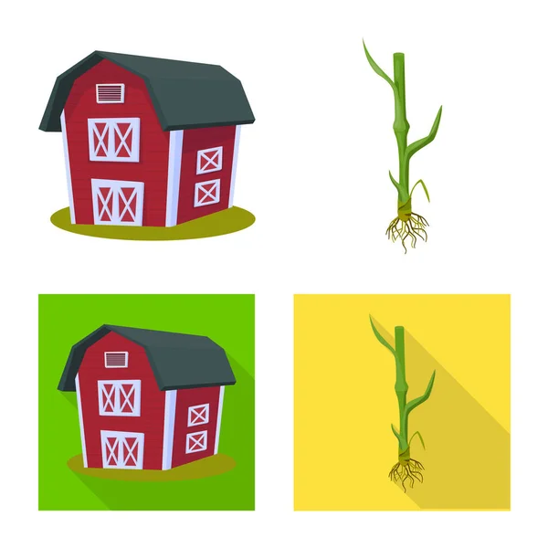 Objeto aislado de la agricultura y signo de la agricultura. Colección de símbolos agrícolas y vegetales para la web . — Vector de stock