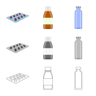 Perakende ve sağlık logo vektör çizimi. Web için perakende ve sağlık hisse senedi simgesi kümesi.