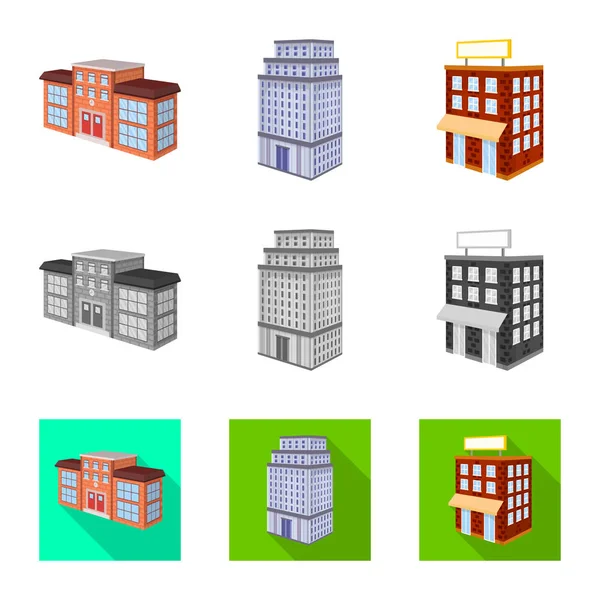 Isoliertes Bauobjekt und Bauschild. Sammlung von Vektor-Abbildungen von Bau- und Immobilienbeständen. — Stockvektor