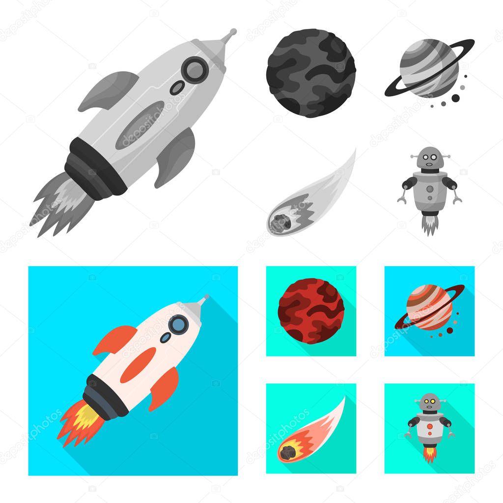 Vector illustration of astronomy and technology logo. Collection of astronomy and sky stock symbol for web.