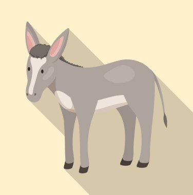 Eşek ve hayvan simgesi vektör tasarımı. Stok için eşek ve gri vektör simgesi seti.