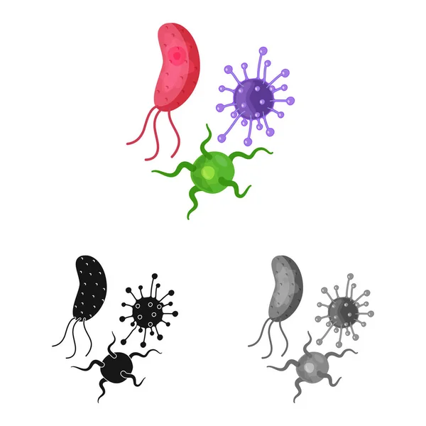 Objek terisolasi dari logo bakteri dan virus. Set dari bakteri dan vektor ikon laboratorium untuk stok . - Stok Vektor