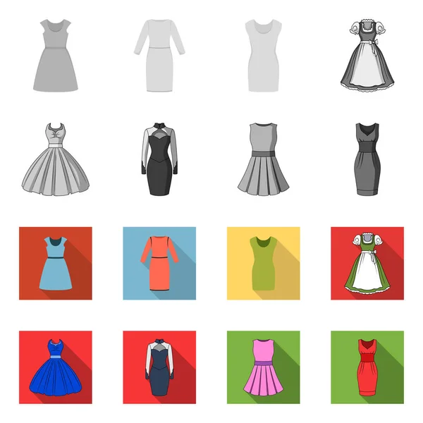 Objeto aislado de vestido e icono de la ropa. Conjunto de vestido y el símbolo de stock de noche para la web . — Vector de stock