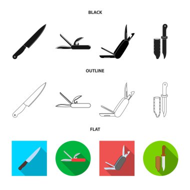 Bıçak illüstrasyon vektör ve kesme işareti. Bıçak ve düz stok vektör çizim koleksiyonu.