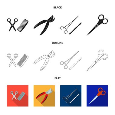 Makas ve zanaat işareti izole nesne. Makas ve açık stok vektör illüstrasyon koleksiyonu.