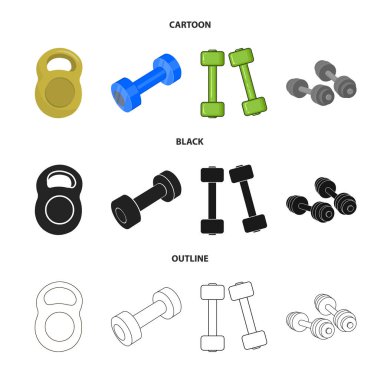 Ağırlık ve kaldırma logosu izole nesne. Web için ağırlık ve egzersiz stok sembolü kümesi.