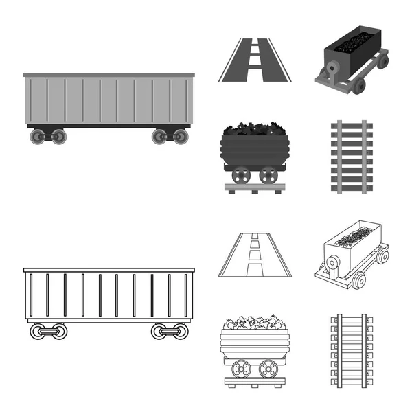Projeto vetorial de ferrovia e símbolo de trem. Conjunto de linha férrea e símbolo de estoque de caminho de ferro de web . —  Vetores de Stock