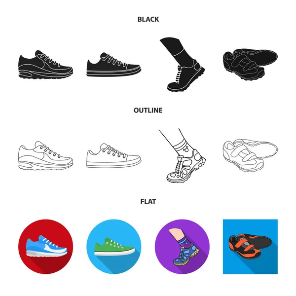 Isolado objeto de sapato e ícone do esporte. Conjunto de calçado e símbolo de estoque de aptidão para web . —  Vetores de Stock
