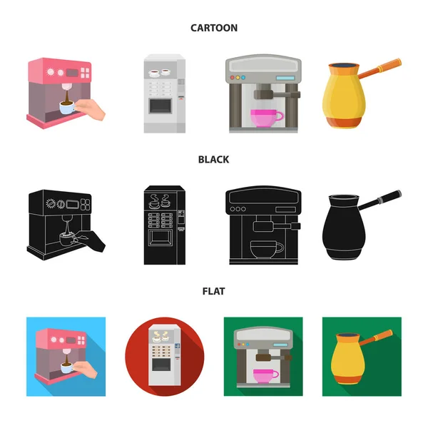 Изолированный объект кофе и знак машины. Коллекция векторных иллюстраций кофе и кухни . — стоковый вектор