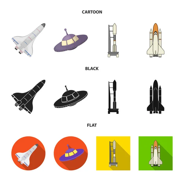 宇宙船と船のロゴの孤立したオブジェクト。株式の宇宙船と駅のベクター アイコン集. — ストックベクタ