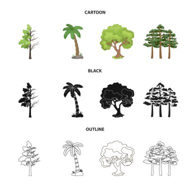 Ağaç ve orman logo vektör Illustration. Ağaç ve hisse senedi için yeşil vektör simge kümesi.