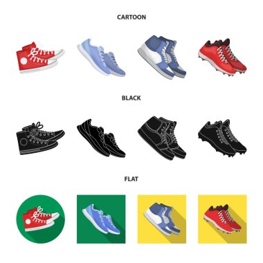 Ayakkabı ve spor sembolü yalıtılmış nesne. Hisse senedi için ayakkabı ve fitness vektör simge topluluğu.