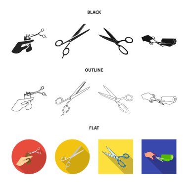 Makas ve zanaat sembolü vektör illüstrasyon. Stok için makas ve açık vektör simgesi seti.