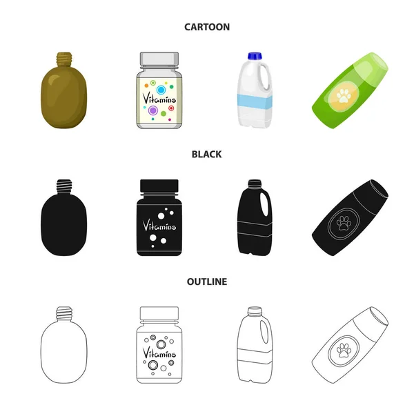 Illustration vectorielle du symbole plastique et récipient. Collecte d'illustrations vectorielles de plastique et d'emballages . — Image vectorielle