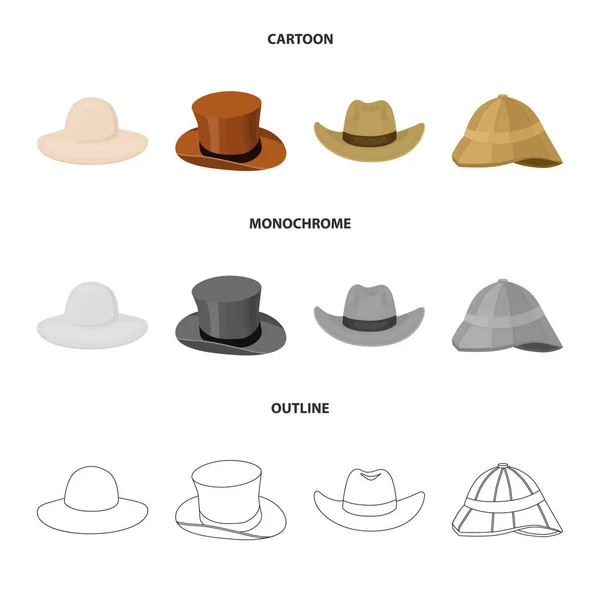 Векторный дизайн шляпы и колпачка. Набор векторной иллюстрации шляпы и модели . — стоковый вектор