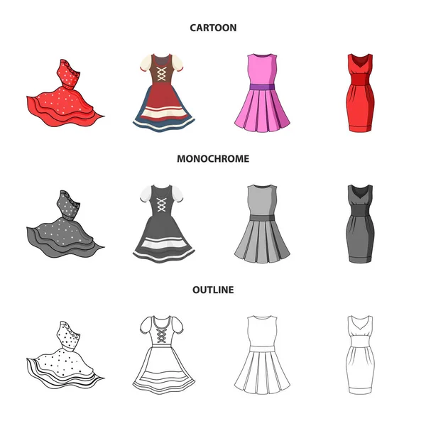 Diseño vectorial del icono del vestido y la ropa. Conjunto de vestido e ilustración vectorial de stock de noche . — Vector de stock