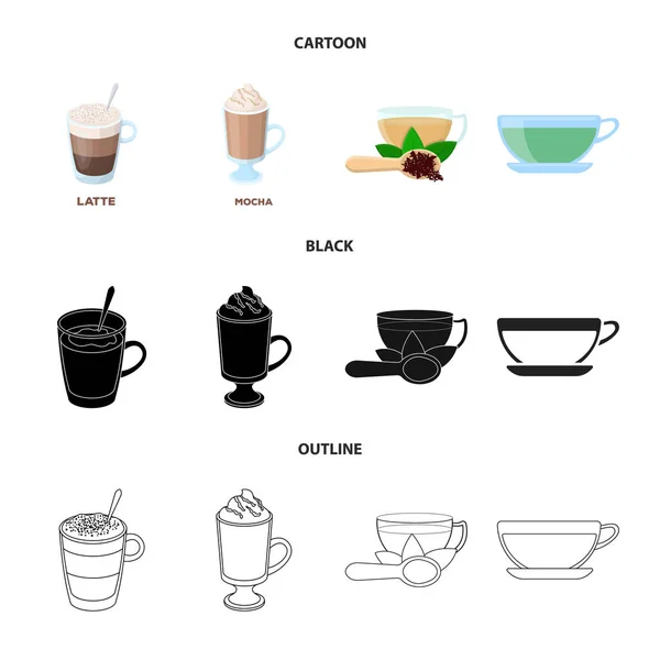 Векторный дизайн чашки и кофейного знака. Набор значков чашки и верхнего вектора для склада . — стоковый вектор