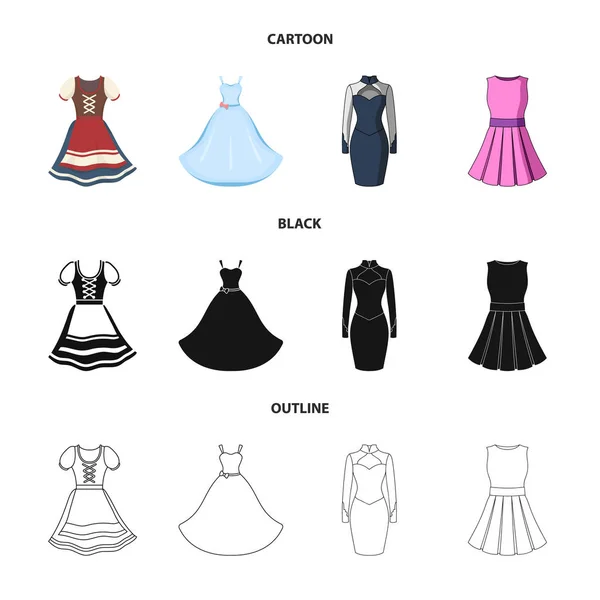 Diseño vectorial del icono del vestido y la ropa. Colección de vestido e ilustración vectorial de stock de noche . — Vector de stock