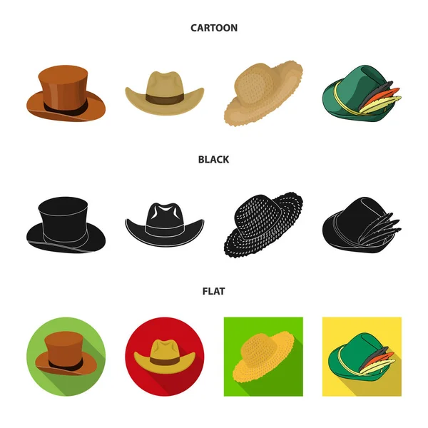 Diseño vectorial del sombrero y el icono de la tapa. Colección de sombrero y modelo stock vector ilustración . — Vector de stock