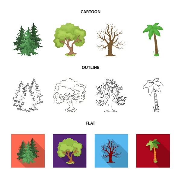 Ağaç ve orman simge vektör Illustration. Ağaç ve yeşil hisse senedi vektör çizim koleksiyonu.