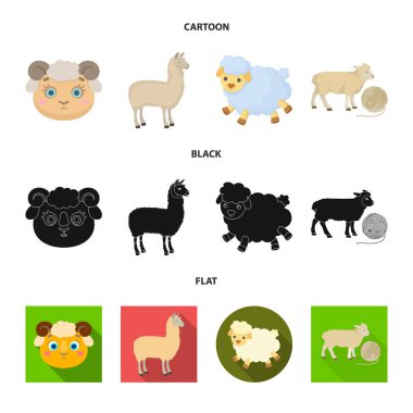Koyun ve keçi sembolü vektör illüstrasyon. Stok için koyun ve mutlu vektör simgesi seti.