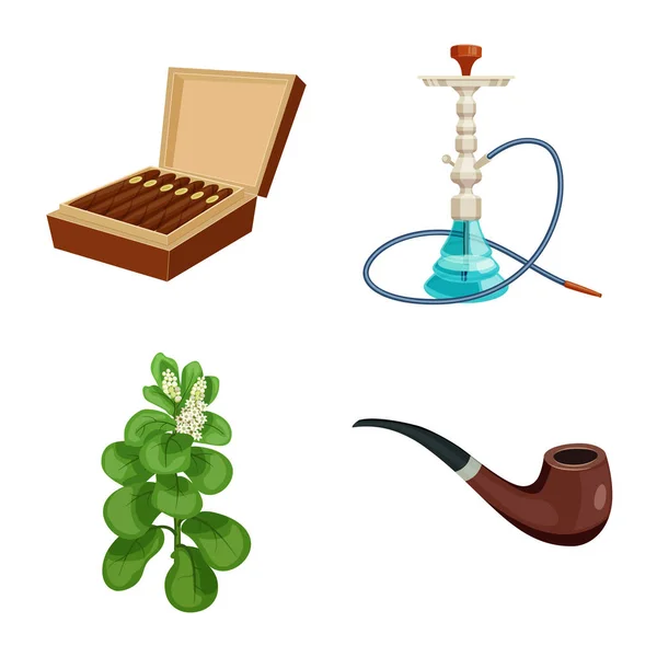 Vector illustration of cigarette and tobacco logo. Collection of cigarette and nicotine stock vector illustration. — Stock Vector