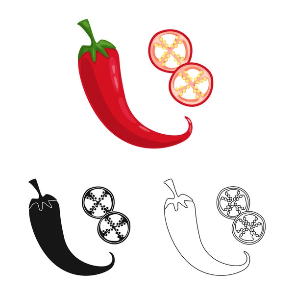 Μεμονωμένο αντικείμενο με πιπέρι και τσίλι σύμβολο. Συλλογή από πιπέρι και κόκκινο σύμβολο αποθέματος για το Web. — Διανυσματικό Αρχείο