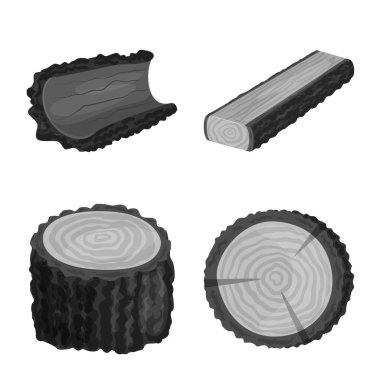 Orman ve ahşap simge vektör illüstrasyon. Stok lar için orman ve doğa vektör simgesi kümesi.