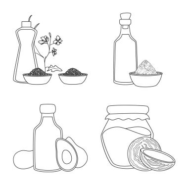 Sağlıklı ve bitkisel işareti vektör illüstrasyon. Web için sağlıklı ve organik stok sembolü seti.