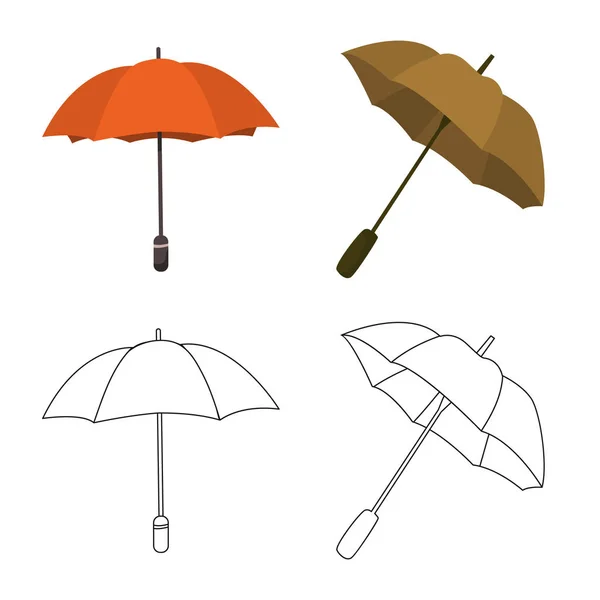 Disegno vettoriale di protezione e segno chiuso. Set di icone vettoriali di protezione e pioggia per stock . — Vettoriale Stock
